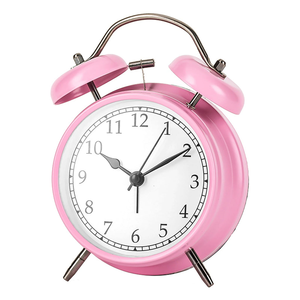 Vintage Twin-Bell Metal Alarm Clock with Night Light | Bedside