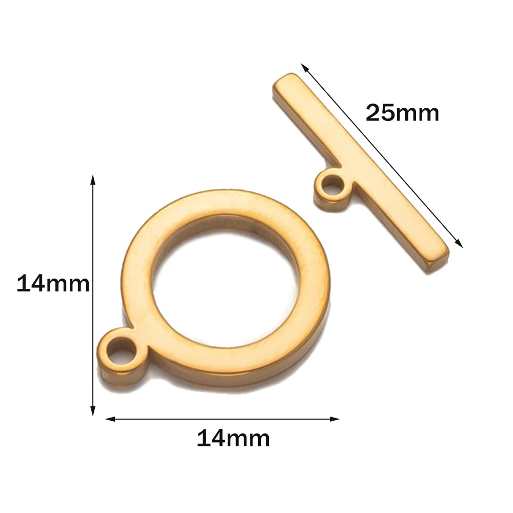 5 Sets Stainless Steel Toggle Clasp T-bar Closure Ring Fastener Hook