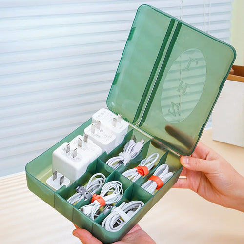 Set of 10 Cable Organizers in Silica, Perfect for Data Line Cable, Earphone and Electrical Wires, Features 3 Slot Cord Winder. Oasis Select