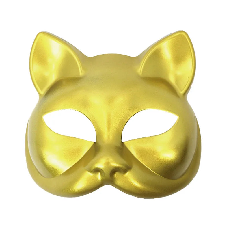 Vintage Cat Half Face Mask | PVC Masquerade Costume Prop
