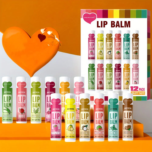 12 PCS/gift lip balm set 5g Deep Moisturizing and long-lasting moisturizing exfoliating to create hydrated lips Oasis Select
