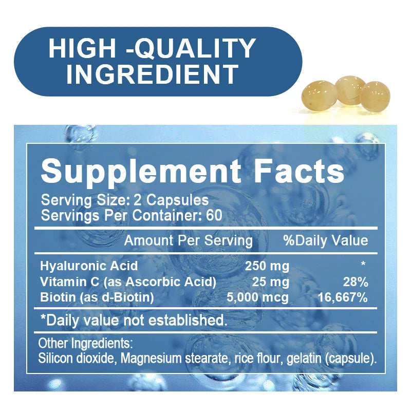 BEWORTHS Hyaluronic Acid Capsules Support Skin &Joint Health Antioxidant Whitening, Spot Reduction and Enhance Joint Flexibility Oasis Select