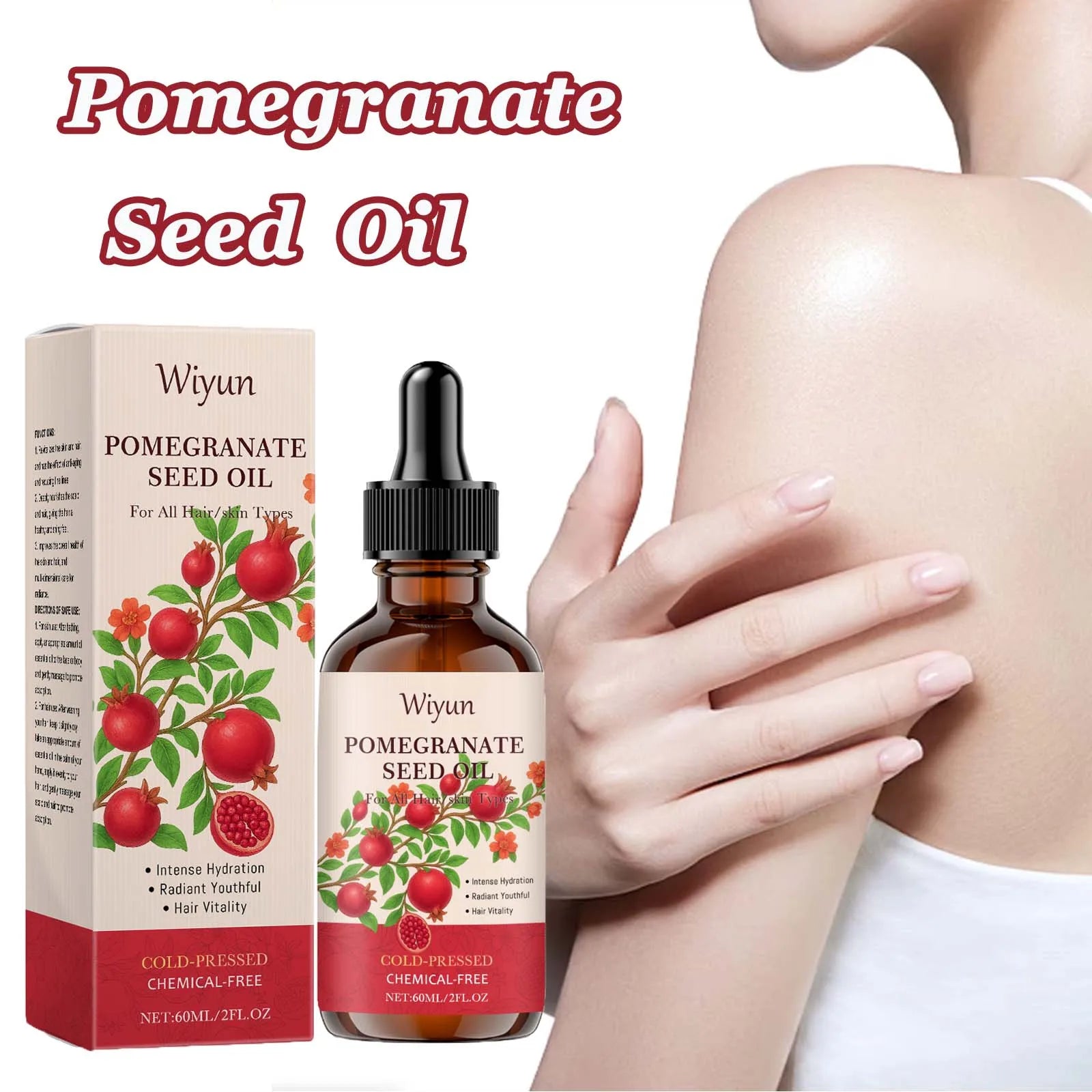 Pomegranate Seed Oil Hydrating Multi-Purpose Oil for Body Hair Nourish Scalp Hair Improve Dryness Tightening Smoothing Body Oil Oasis Select