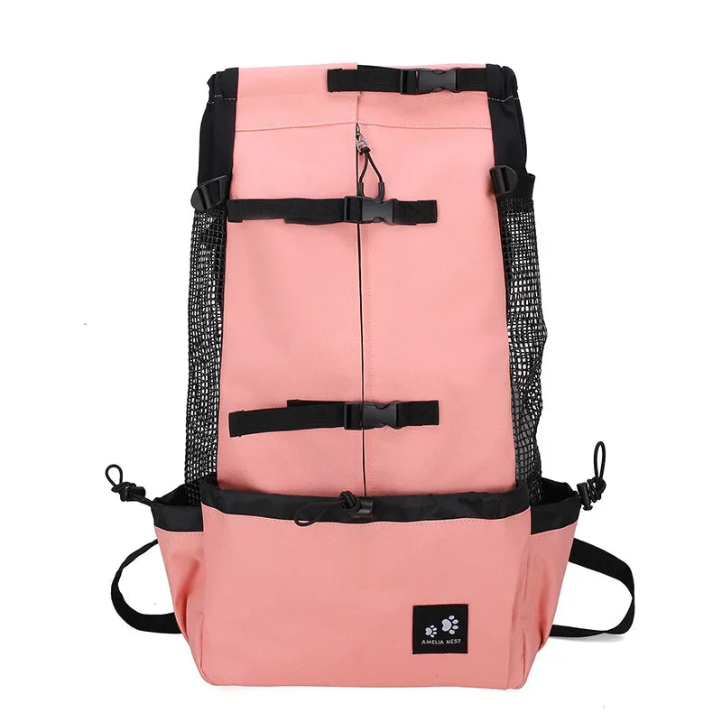 Outdoor Travel Puppy Medium Dog Backpack for Small Dogs Breathable Walking French Bulldog Carrier Bags Accessories Pet Supplies Oasis Select pink XL-suit 15-28kg