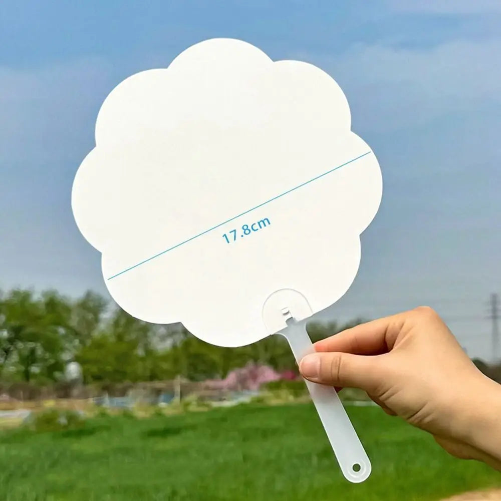 Multi-functional Plastic Transparent Fan Handheld Unfinished Graffiti Fans Thicken Round Blank Painting Fans Children Oasis Select White-style C
