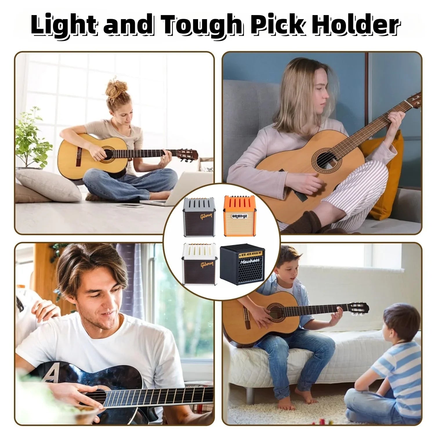 Amp-Shaped Guitar Pick Holder – 3D Printed 5-Slot Organizer for All Pick Thicknesses, Desk & Amp Display Oasis Select