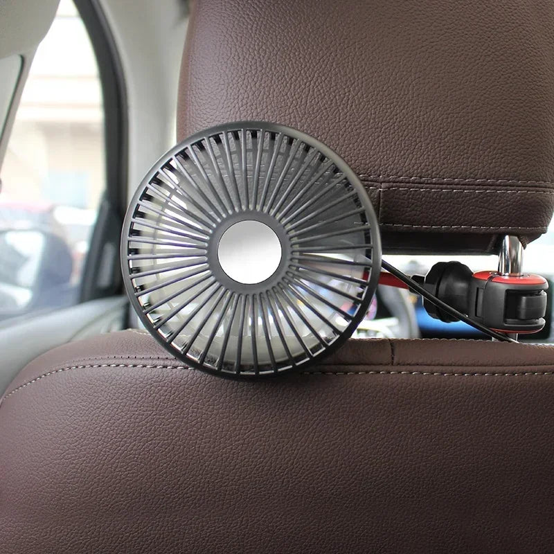 Portable Car Air Circulator USB Electric Fan 3 Gear Adjustable 360° Swivel Rear Seat Ventilation for Sedan Truck Auto Accessory Oasis Select