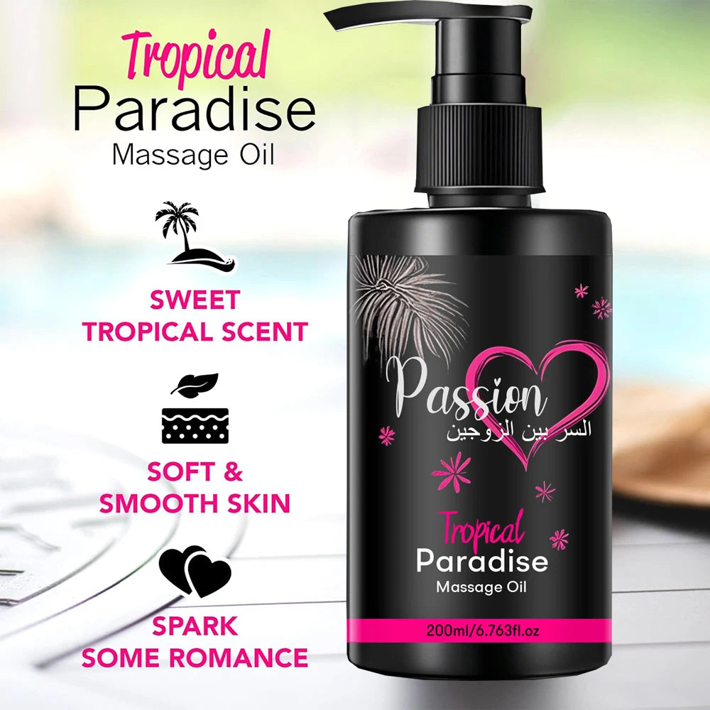 Passion Jojoba Body Massage Oil – Tropical Paradise 200ml