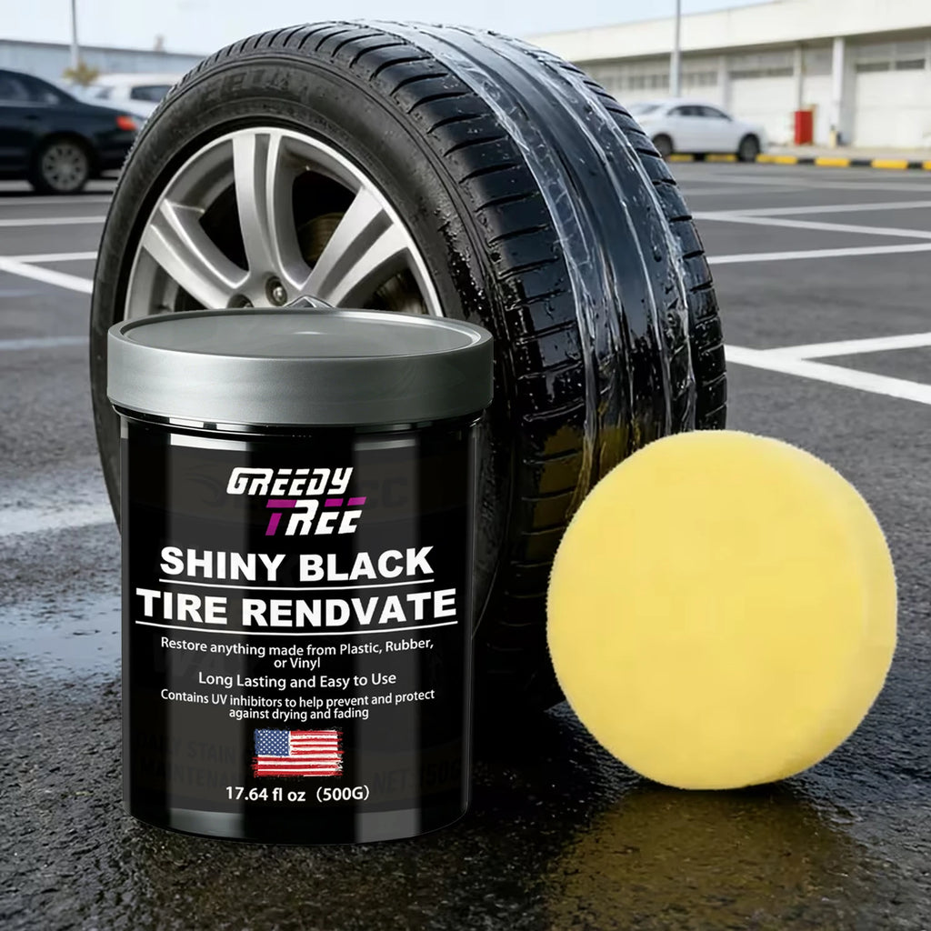 Shiny Black Tire Renovator, Tire Shine & Restorer for Tires, Plastic, Rubber, Vinyl, Long Lasting UV Protection, Prevents Drying Oasis Select