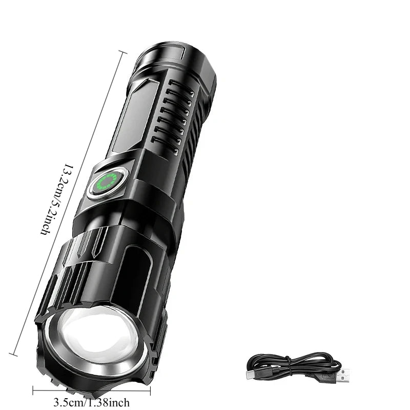 High Strong Power Led Flashlights 1000LM Tactical Torch with Display Light Rechargeable Camping Fishing Emergency Zoom Lantern Oasis Select 1PC Flashlight ZOOM