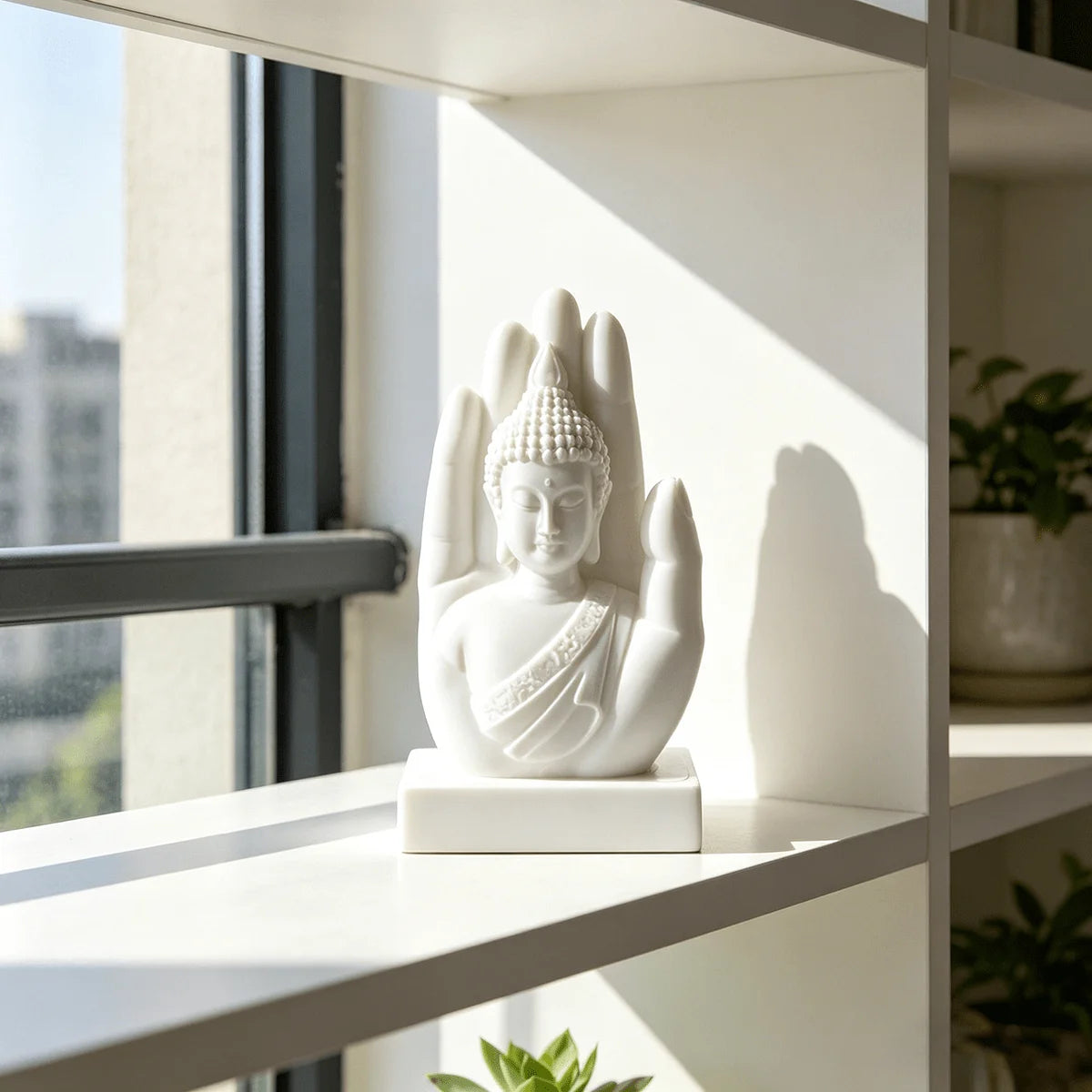Palm Buddha Statue Zen Style 3D Printing Handheld Shakyamuni Figurine Ornament Meditation Home Yoga Rooms Office Spiritual Decor Oasis Select