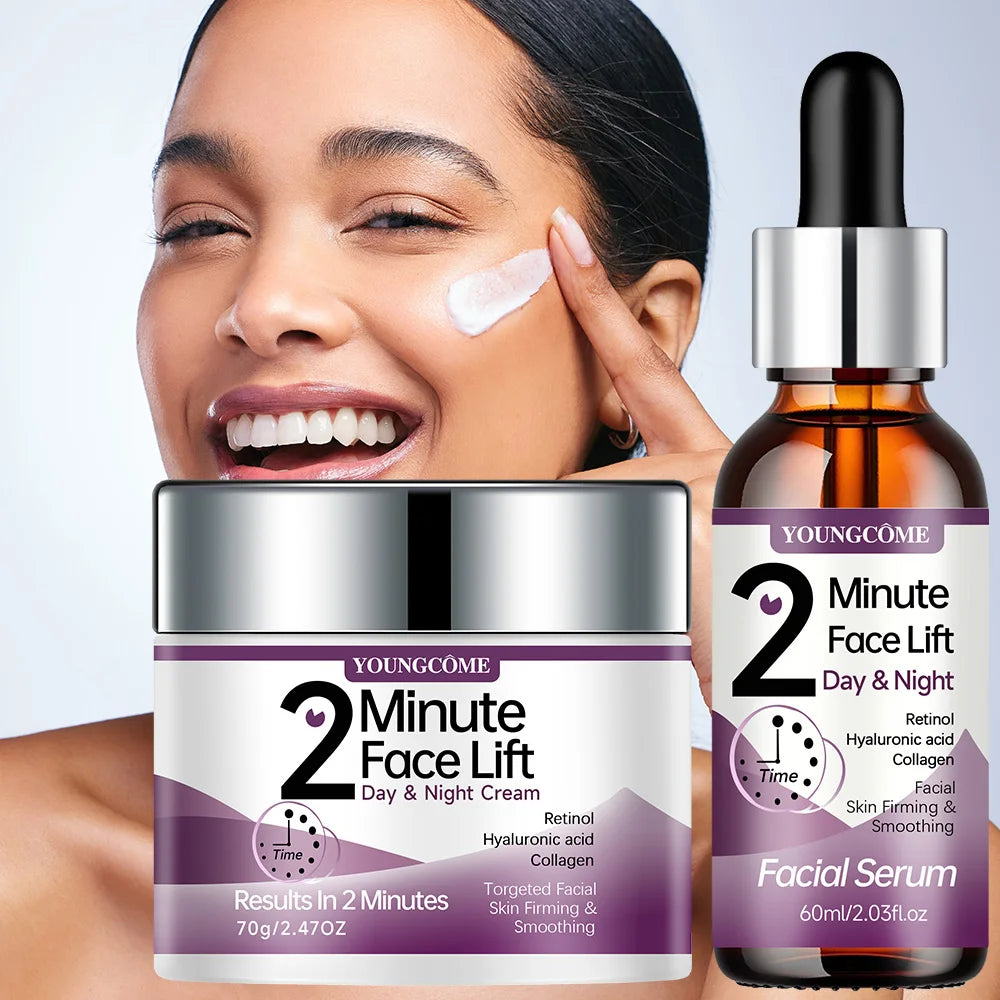 YOUNGCOME 2 Minute Face Lift Day&Night Cream with Retinol and Serum, Hyaluronic Acid, Collagen, Anti-Aging Firming Moisturizer Oasis Select
