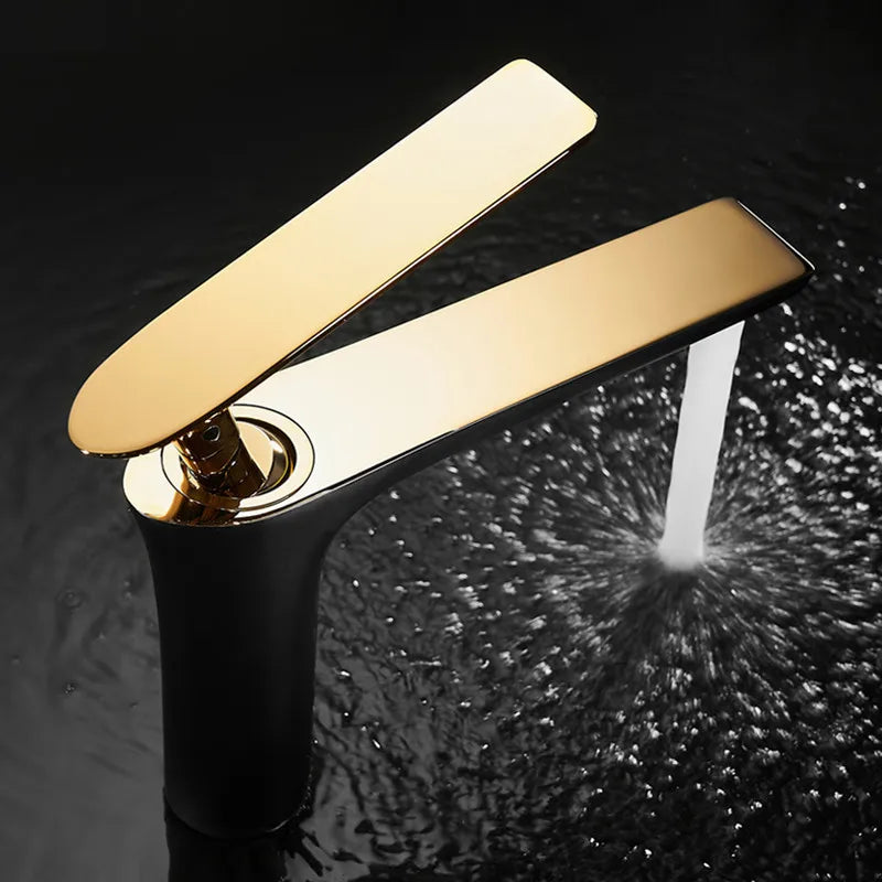 All Copper Black Gold Basin Faucet Sink Hot and Cold Faucet White Heightened Bathroom 1/2,3/8 Oasis Select