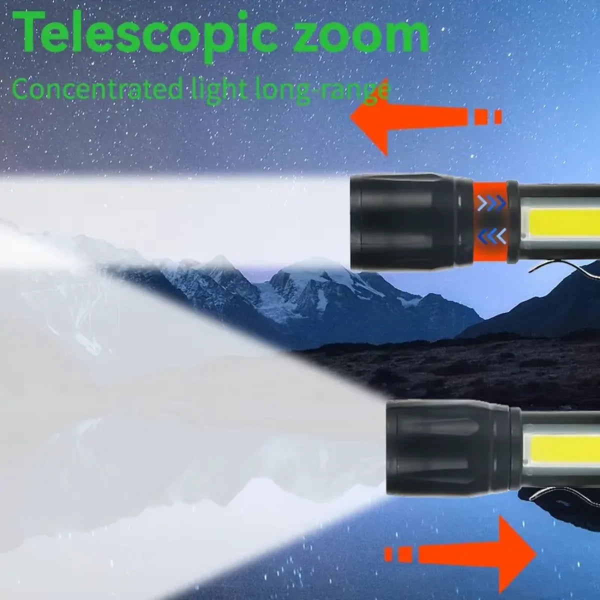 Super Bright LED Mini Tactical Flashlight COB+XPE Zoom Torch USB Rechargeable Outdoor Camping Waterproof Lantern with Pen Clip Oasis Select
