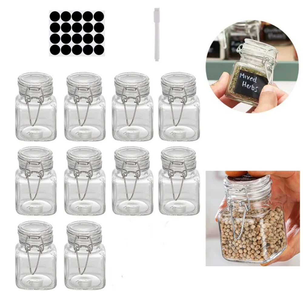50/100ml Glass Bottle Sealed Storage Jar with Buckle Airtight Locking Lid Big Mouth Kitchen Bottles for Coffee Beans Fruits Nuts Oasis Select