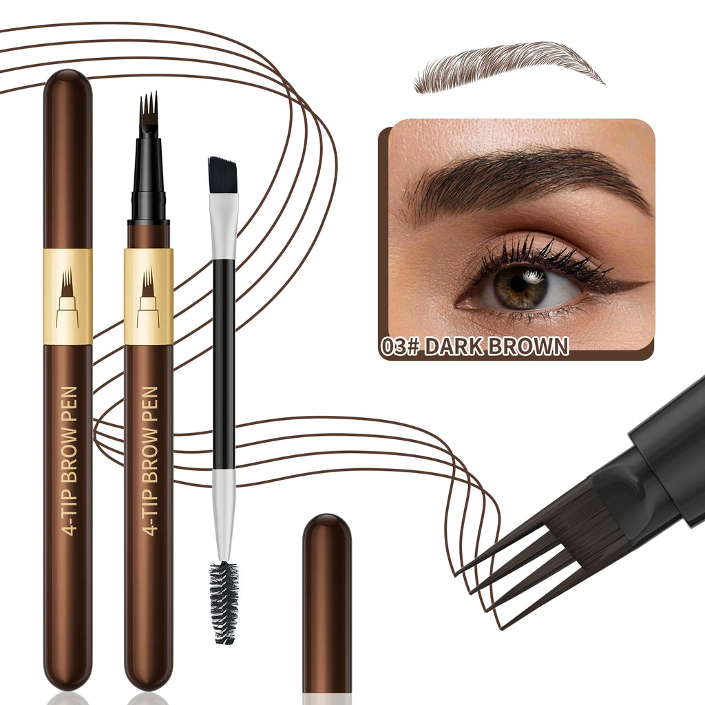 Hello Kiss 4-Tip Eyebrow Pencil – Waterproof & Long-Lasting