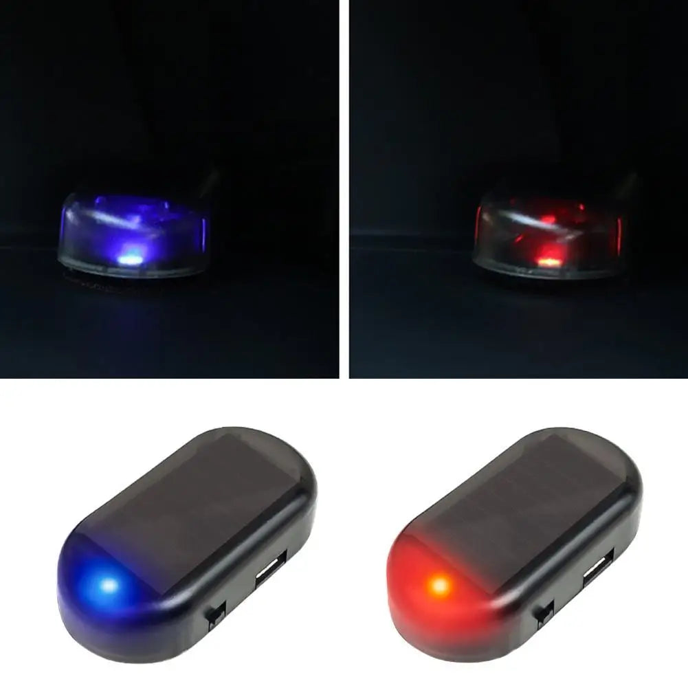 Mini LED Solar Car Warning Light Night Safety Simulation Alarm Wireless Anti-theft Warning Light Flashing False Alarm Light Oasis Select