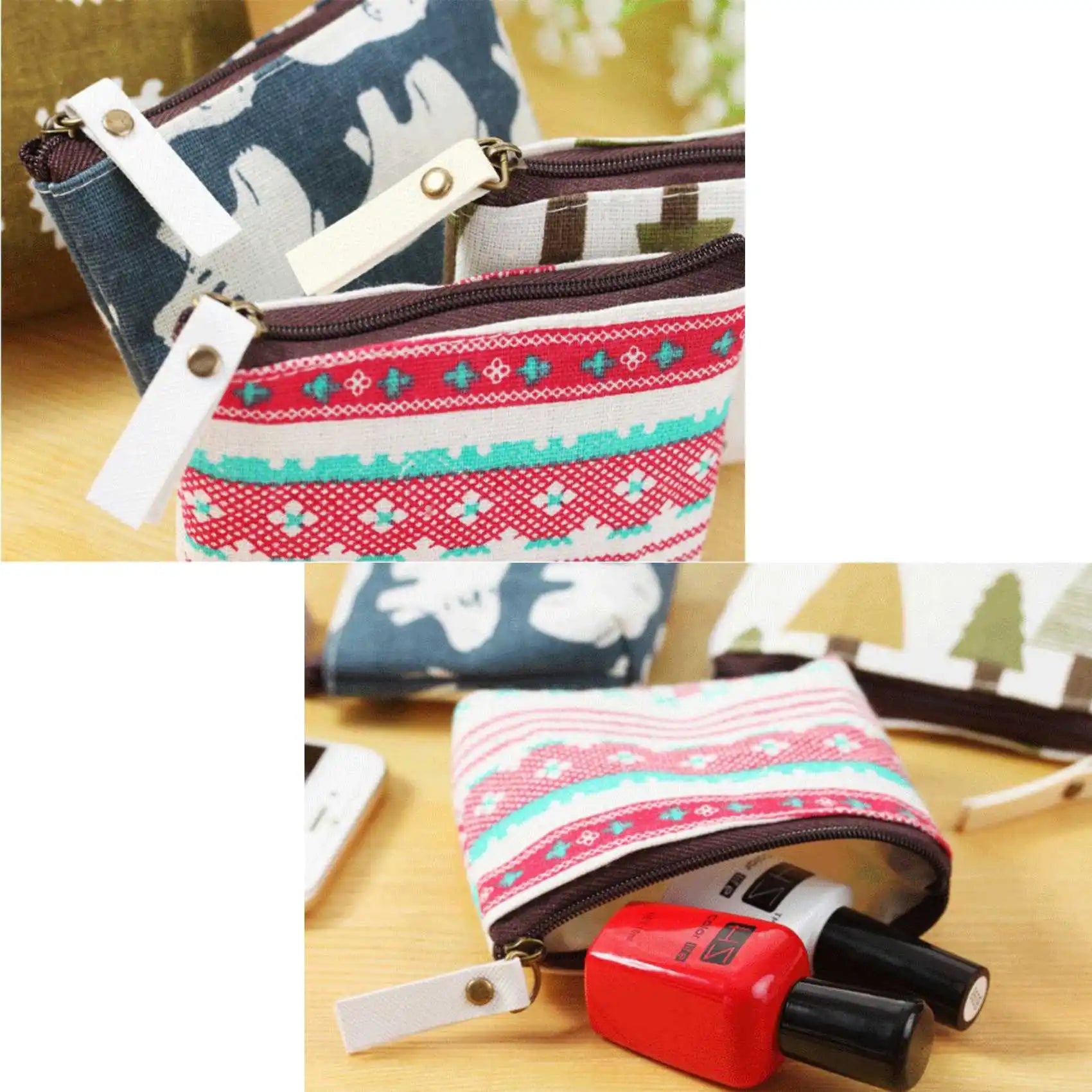 Fashion Flower Pattern Coin Purses Small Fresh Canvas Coin Wallet Lady Girls Earphone Coin Key Money Storage Bag Zipper Pouch Oasis Select