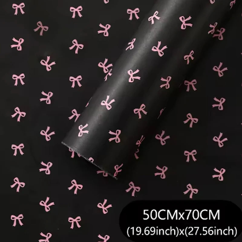 20-Sheet Floral Bow Wrapping Paper 50x70cm | Korean Gift Tissue