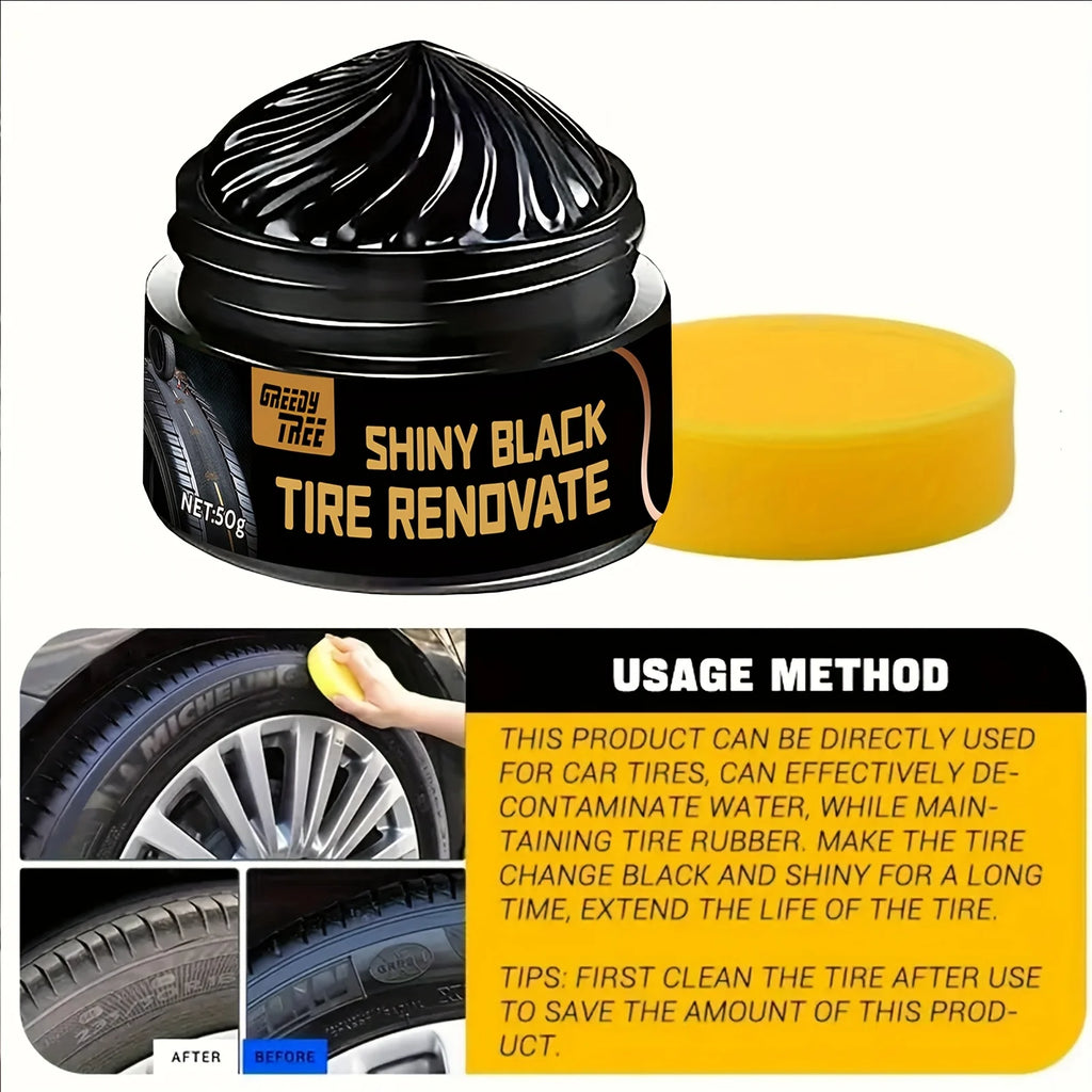 Black Shining Tire Wax - Long-Lasting, Durable Protection and Brightening, Suitable for Car, Bike and Motorcycle Tires - Prevent Oasis Select