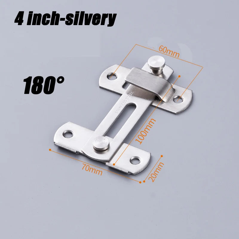 Sliding Barn Door Latch Sliding Right Angle Door Latch Door Bolt Wine Cooler Closet Window Door Latch Plug Baby Safety Latch Oasis Select 4inch-Silvery 180 2PCS