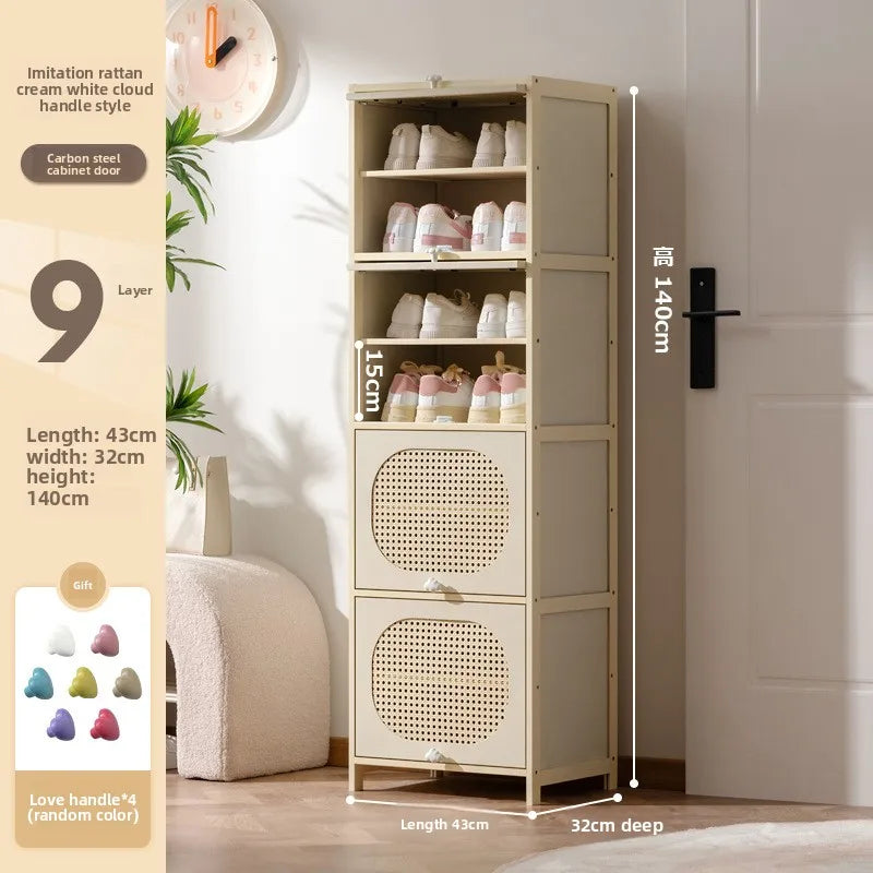 Multi-layer locker at the entrance of the home, large-capacity storage cabinet, dust-proof shoe rack, small narrow bamboo. Oasis Select 9-43