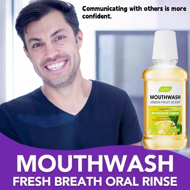 SADOER 250ml Plant Extract Mouthwash | Lemon Mint Peach Flavored Mouthwash Oasis Select
