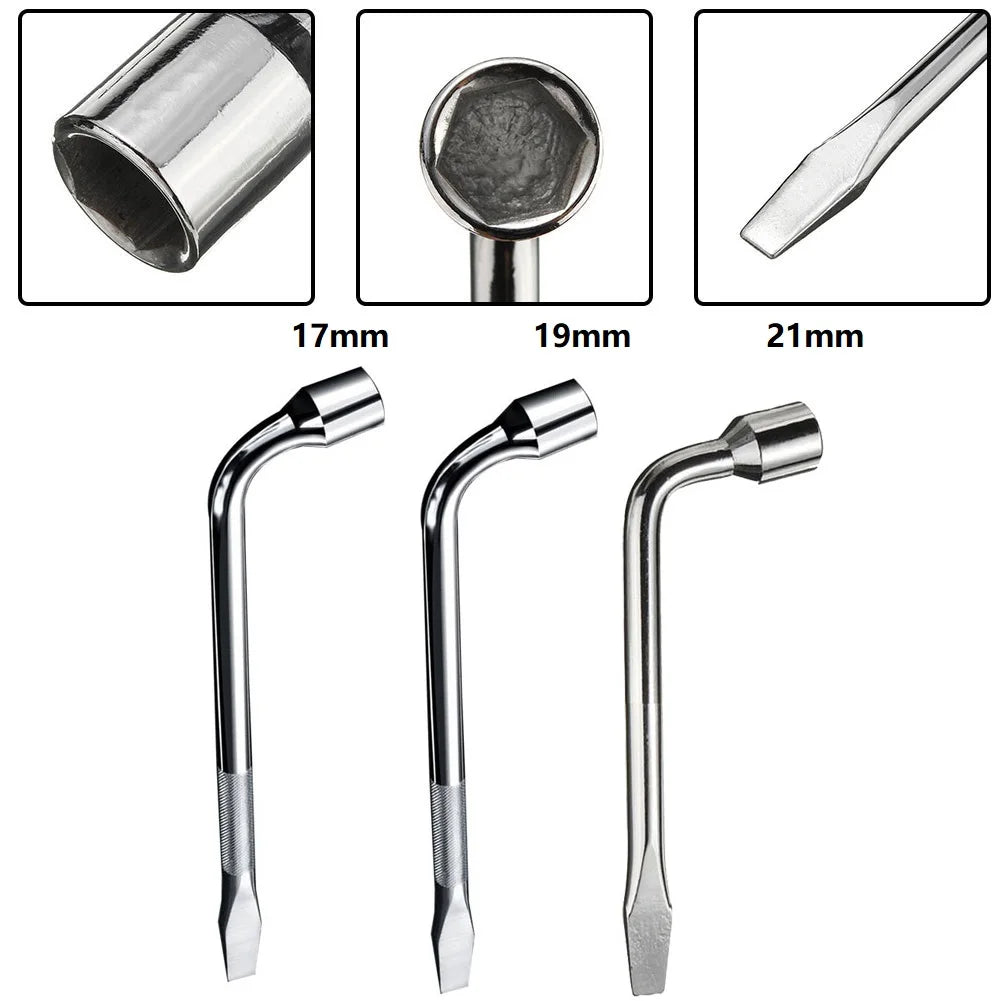 17/19/21mm Car Spare Tire Lug Wrench L Type Hexagonal Head Heavy Duty Lug Hex Nut Bolt Socket Spanner Car Hand Tool Oasis Select