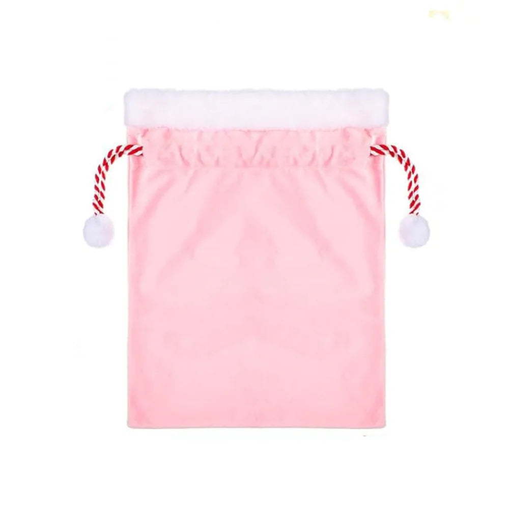 Velvet Red Santa Claus Gift Bags with Drawstring Large Capacity Xmas Santa Present Storage Bag Party Supply Xmas Present Bag Oasis Select pink-30X40CM other