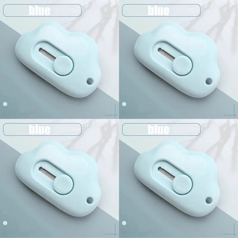1/4pcs Mini Utility Knife Retractable Letter Opener Box Cutter Portable Carton Opener Paper Cutting Tool School Office Supplies Oasis Select 4pcs blue
