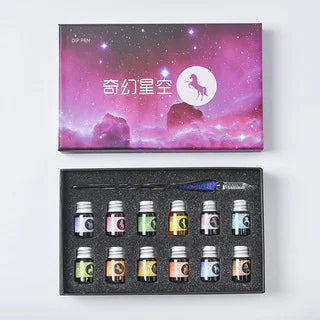 Starry Sky Glass Pen Set Signature Pen Crystal Student Dip Pen Glass Dip Pen Stationery Gift Pen Oasis Select 9