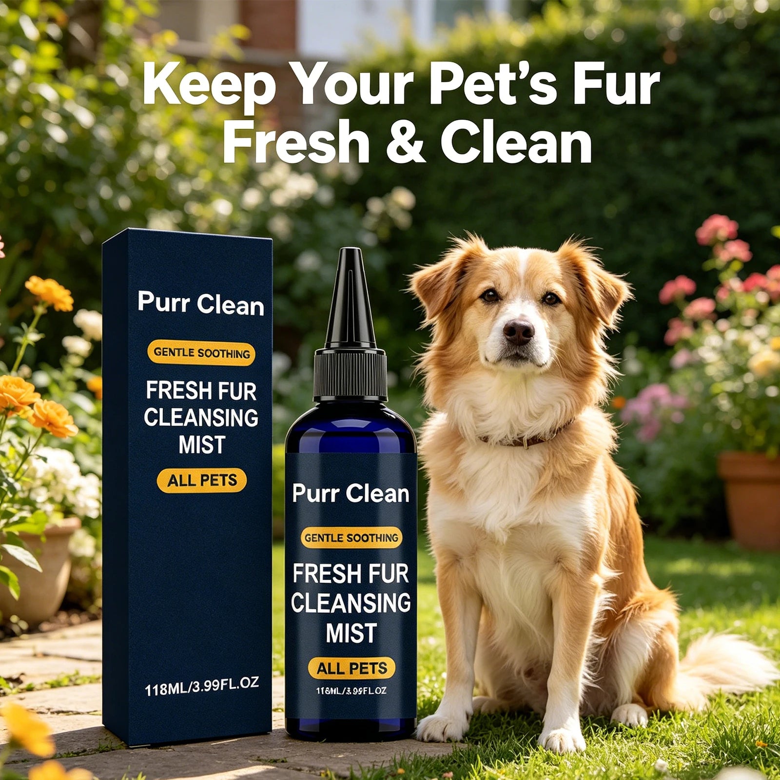 Pet Hair Cleaning Spray for Dogs Cats Comforting Soothing Hair Conditioner Improve Frizz Purr Clean Fresh Fur Cleansing Mist Oasis Select