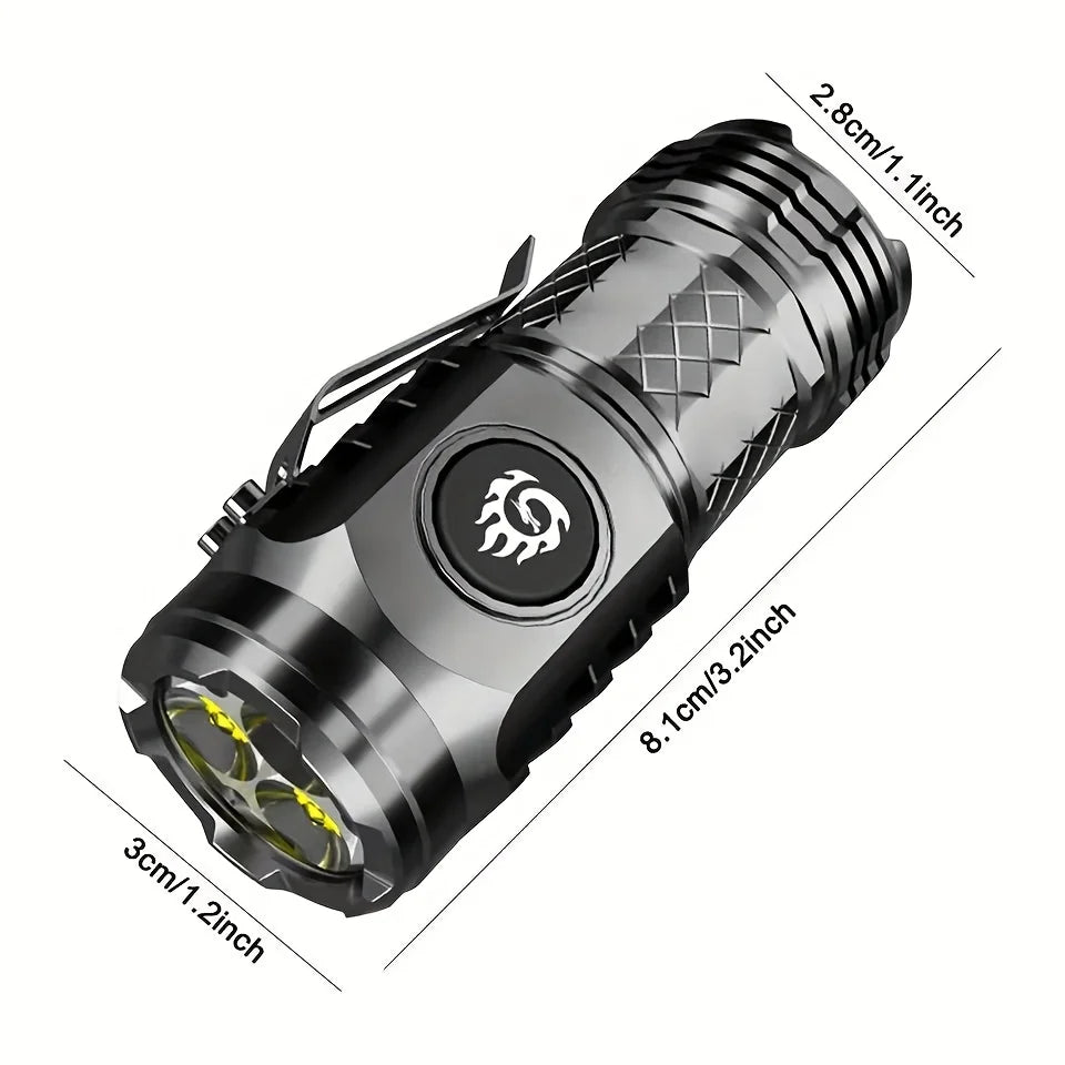Buy 1 Get 1 Free Mini LED Flashlight Rechargeable 5 Lighting Modes Frog Eye Lens Portable Torch for Emergency Camping Hiking Oasis Select