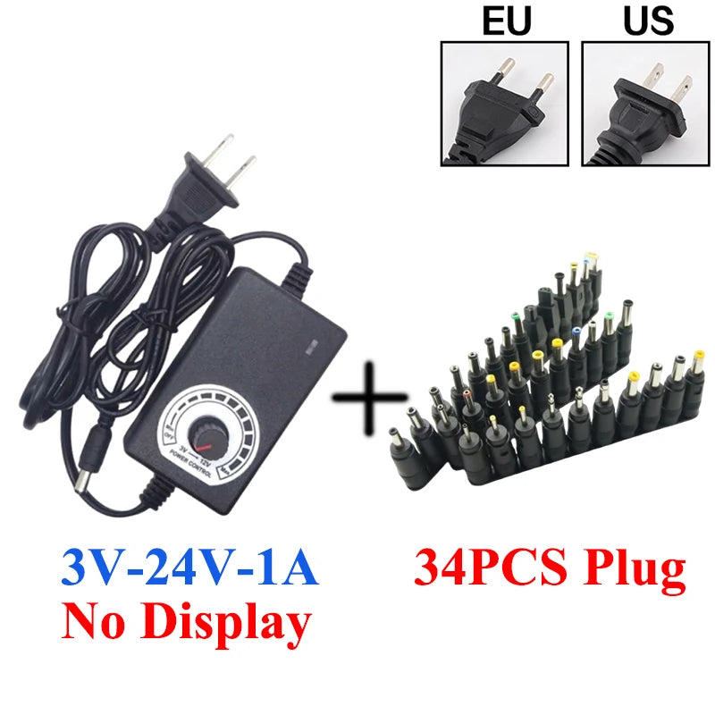 DC 3V-24V Adjustable Transformer AC 220V 110V TO DC 12V 24V 3V 9V 1A 2A 3A 5A 10A Transformers AC 220 110 V TO DC 12 24 3 9 V Oasis Select 1A NoDis With 34PCS US Plug