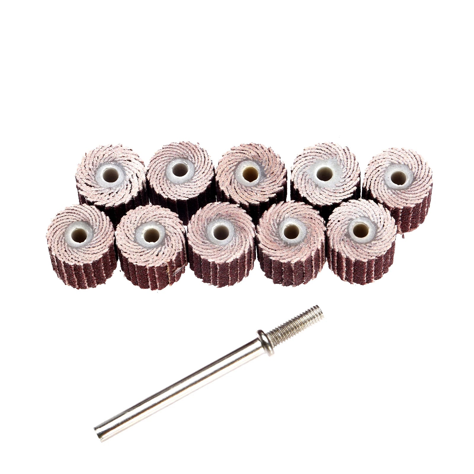 10Pcs 240# Abrasive Flap Wheel 10/12mm Sand Drum 3mm Mandrel Fit for Dremel Drill Grinder Rust Removal DIY Woodworking Polishing Oasis Select