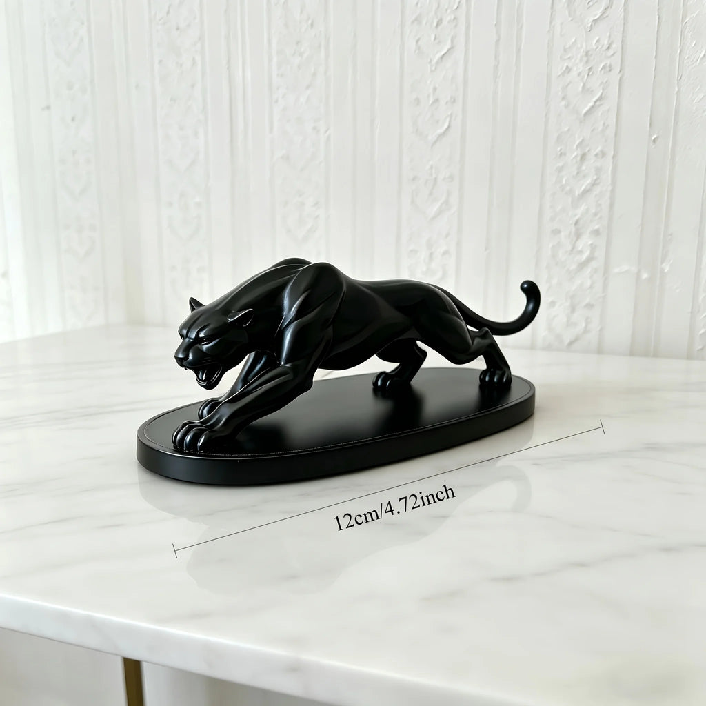 In-vehicle Panther Figurine Modern Animal Statue Elegant Wildlife Sculpture for Home Office Living Room Desktop Shelf Decor Gift Oasis Select Leopard in black