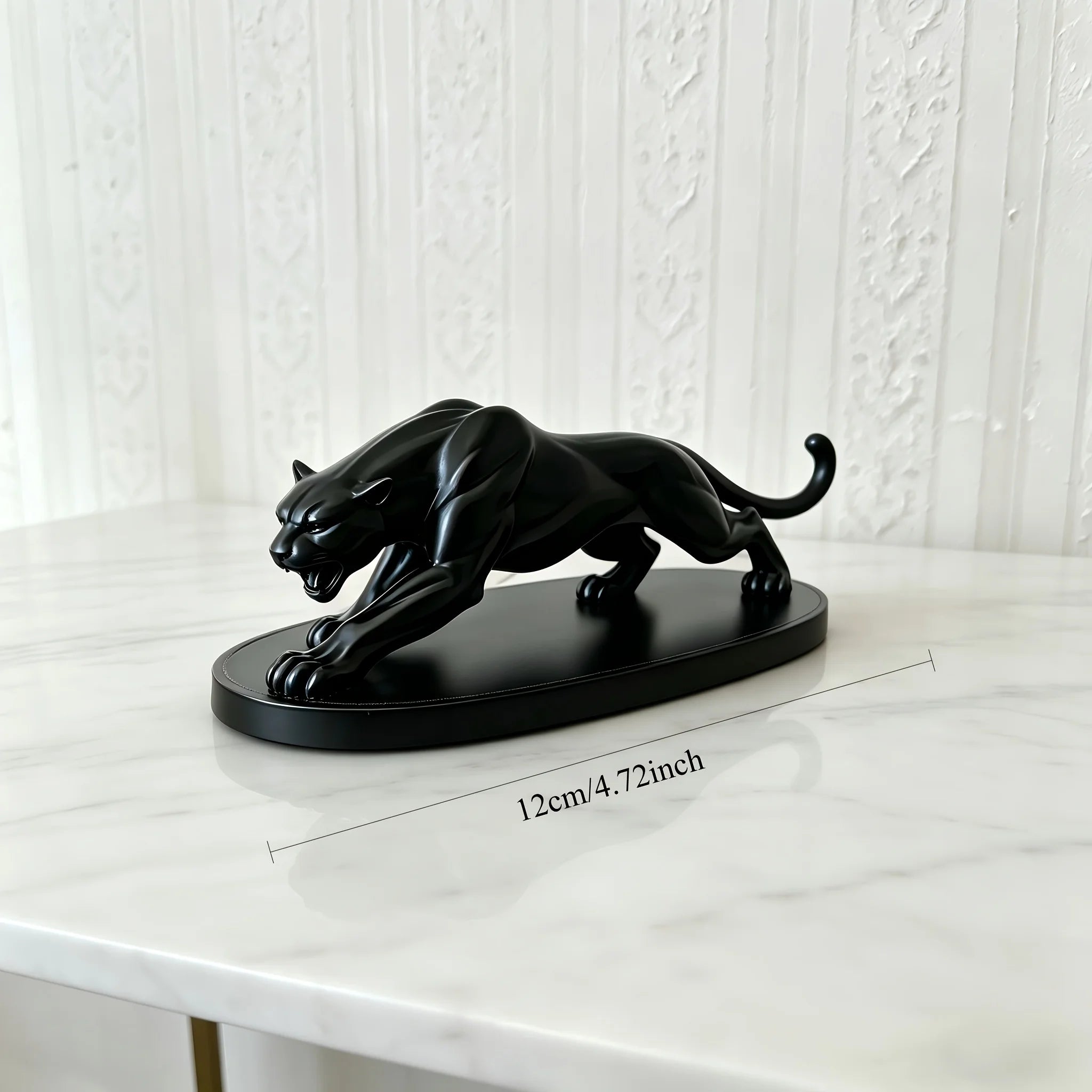 In-vehicle Panther Figurine Modern Animal Statue Elegant Wildlife Sculpture for Home Office Living Room Desktop Shelf Decor Gift Oasis Select Leopard in black