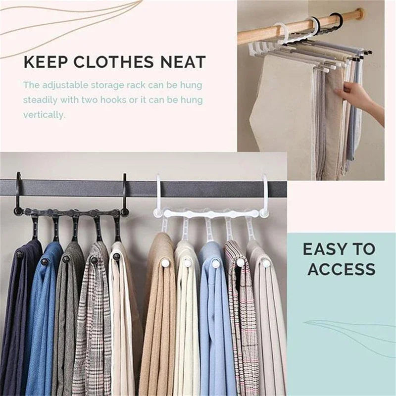 5 in1 Save Space Pants Hanger Collapsible Towel Tie Hook Multi-functional Clothes Trouser Rack Wardrobe Closet Organizer Storage Oasis Select
