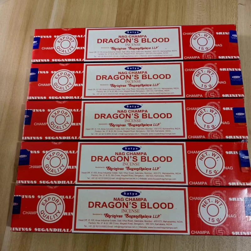 5BOX NAG Champa Incienso Satya Incense Collection Satya Handmade Sticks with Flavors Refreshing Medicinal Aromas Home Fragrances Oasis Select DRAGON S BLOOD 5 small box