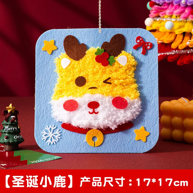 Christmas Gifts Non-woven Fabric Sewing Fun Thread Drawing Christmas Tree Children's Diy Handmade Material Toys Oasis Select Christmas deer