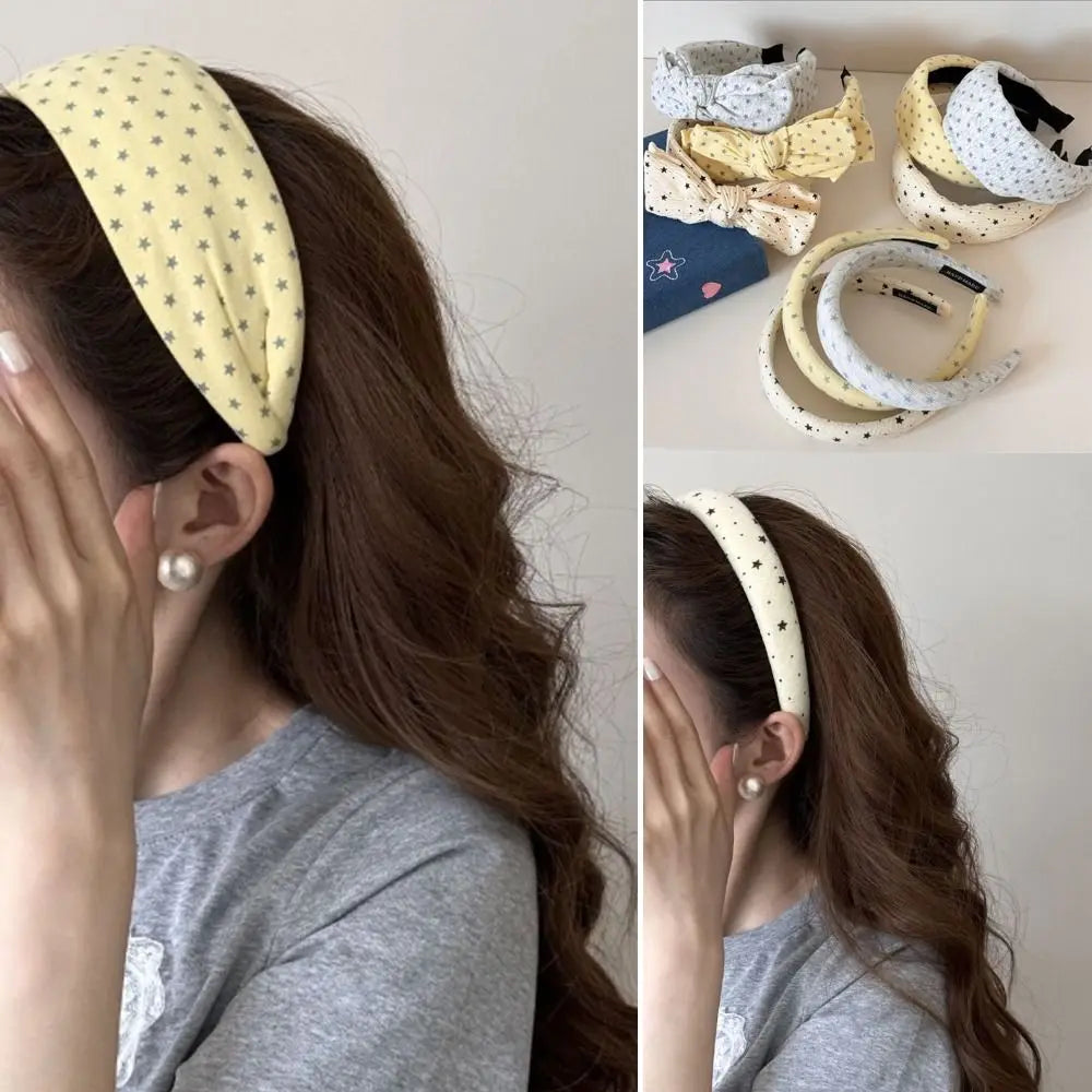 New Polka Dots Headbands Stripes Star Pattern Hair Band Classic Dot Point Grey Series Female Headwear Girl Oasis Select