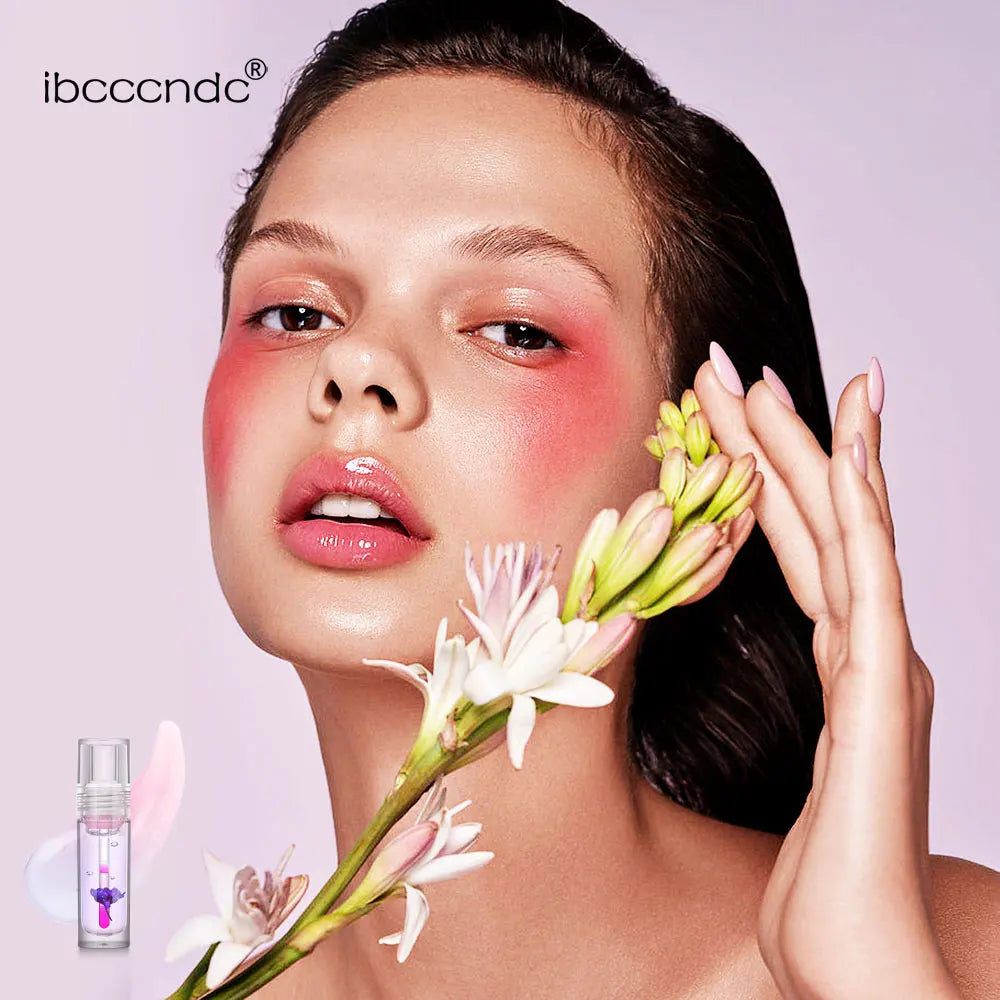 ibcccndc PH Color Changing Flower Lip Oil Gloss – Moisturizing