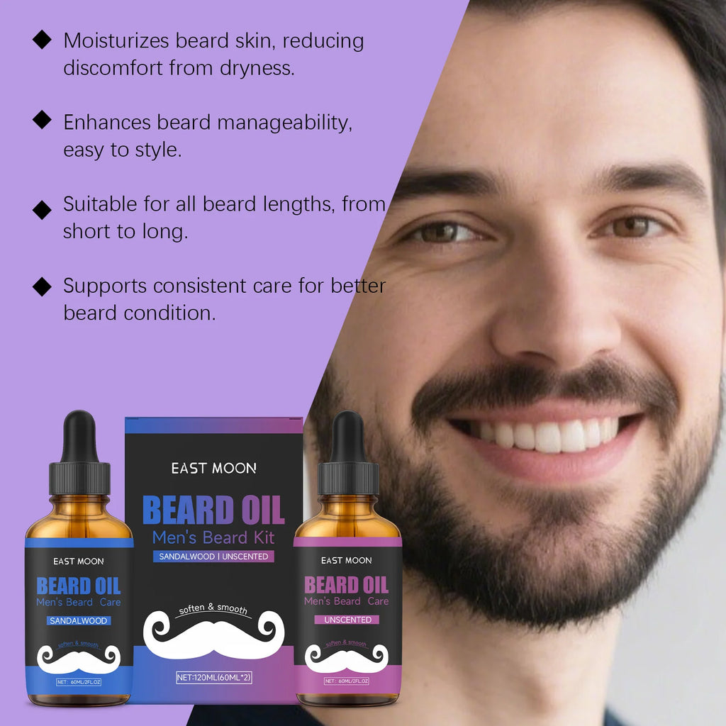 East Moon Beard Oil Kit – Unscented & Sandalwood 2x30ml Beard Oil Kit Oasis Select