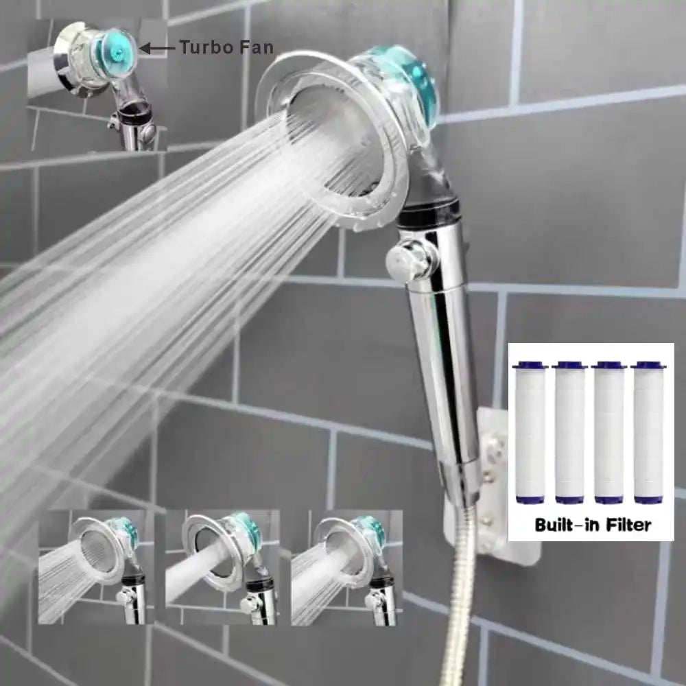 Luxury Design 3 Modes Turbo Fan Shower Head High Pressure Water Saving Spray Adjustable Showerhead Filters Bathroom Accessories Oasis Select