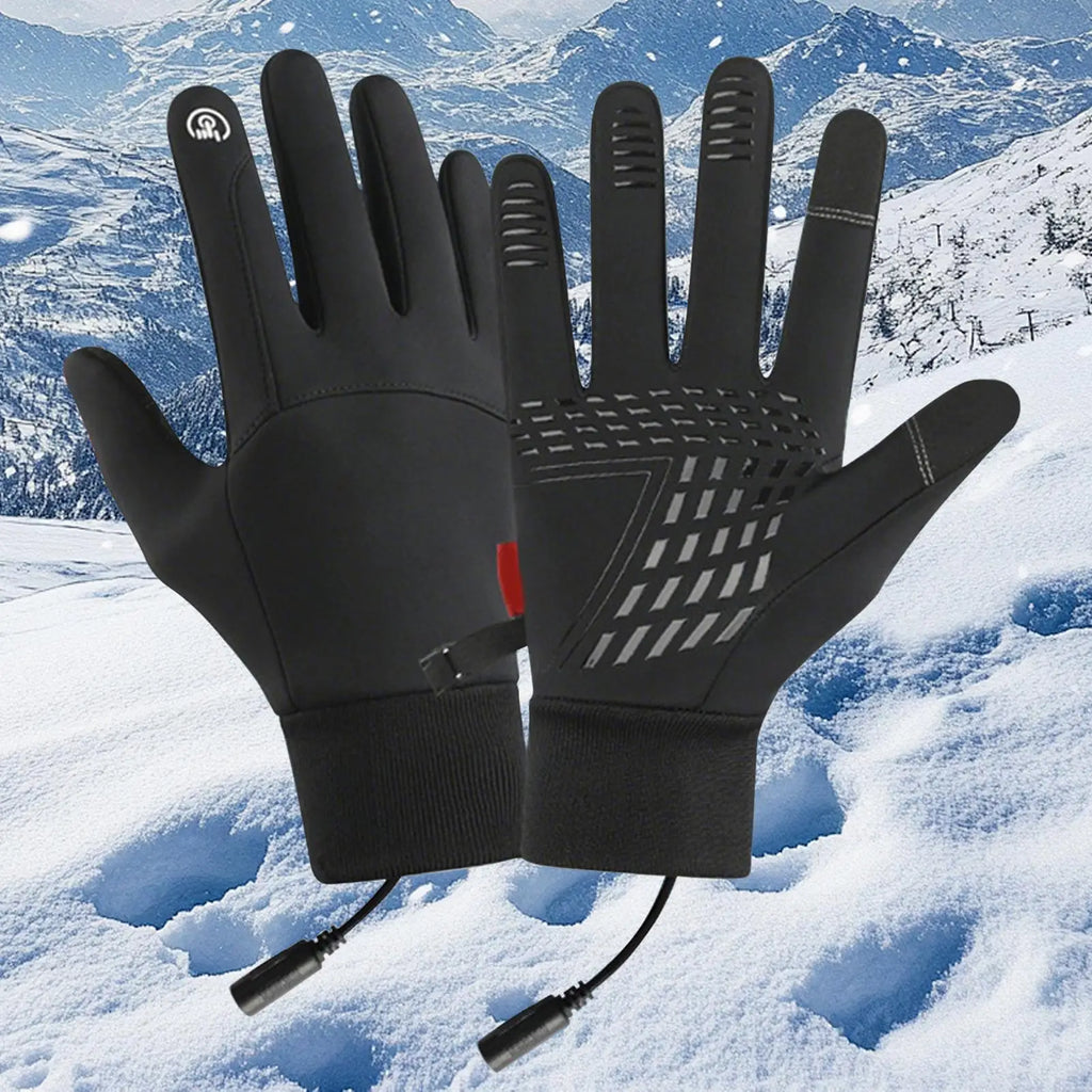 Heated Gloves Motorcycle Gloves USB Charging Windproof Non-Slip Touchscreen Waterproof Thick Drawstring Mitten for Skiing Oasis Select