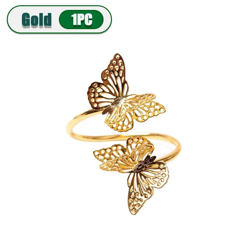 1-36PCS Butterfly Napkin Rings Wedding Table Decor Elegant Napkin Holders Creative Cloth Ring for Party Supplies Oasis Select Gold-1PC