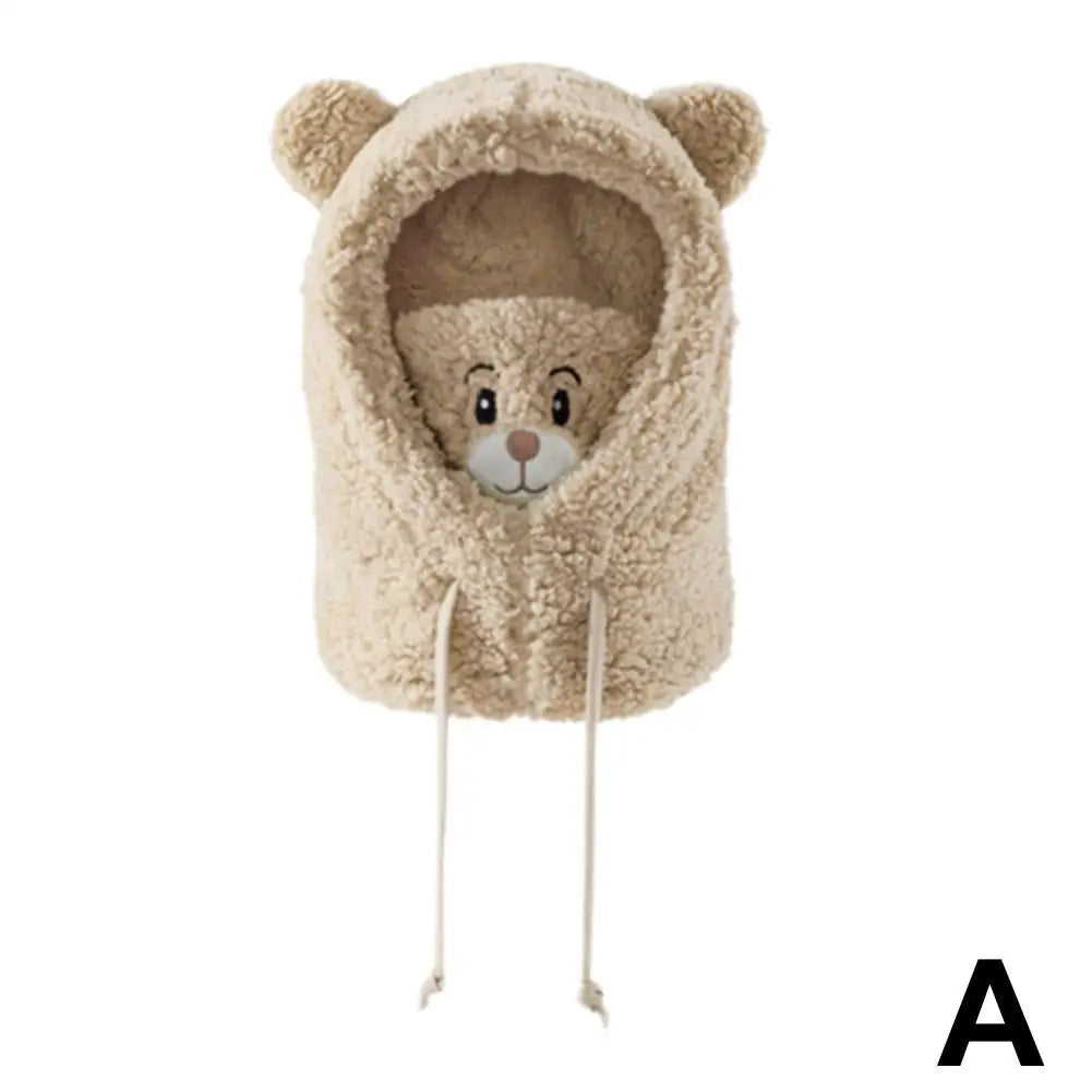 2025NEW Winter Cartoon Hat With Mask Bear Lamb Beanie Hats Warm Thickened Ear Protection Beanies for Women Girl Kawaii Oasis Select A
