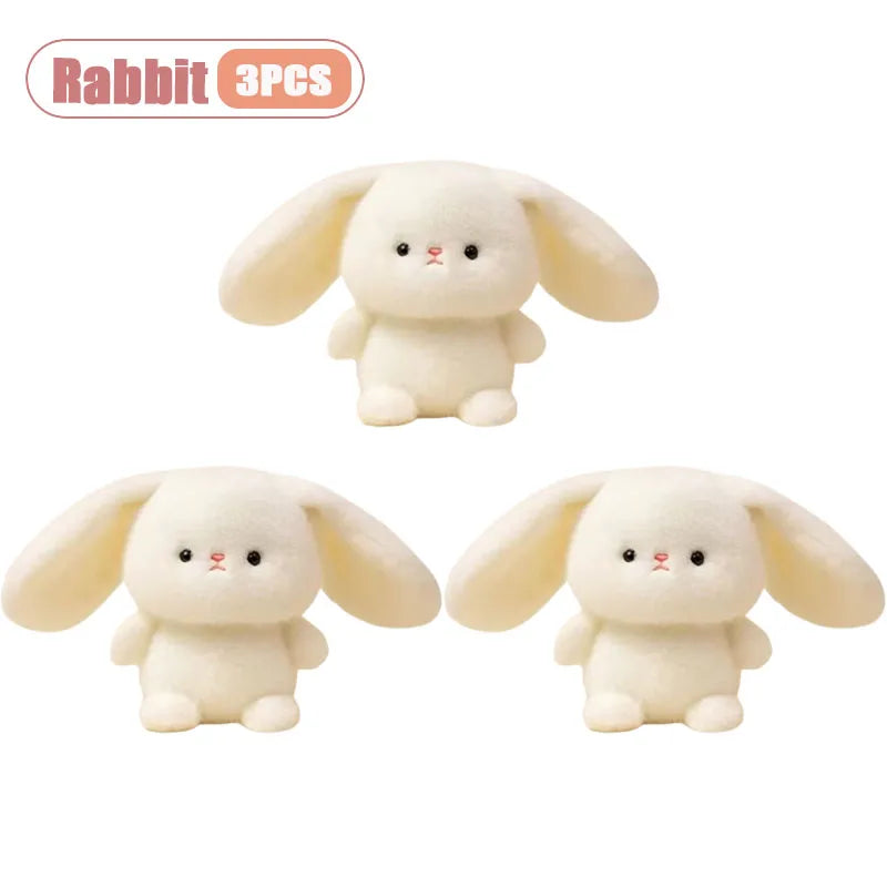 1-5PCS Desk Companion Plush Doll Cute Stuffed Animal for Table Decor Study Buddy Birthday Gift Room Ornament Kawaii Oasis Select Rabbit-3PCS