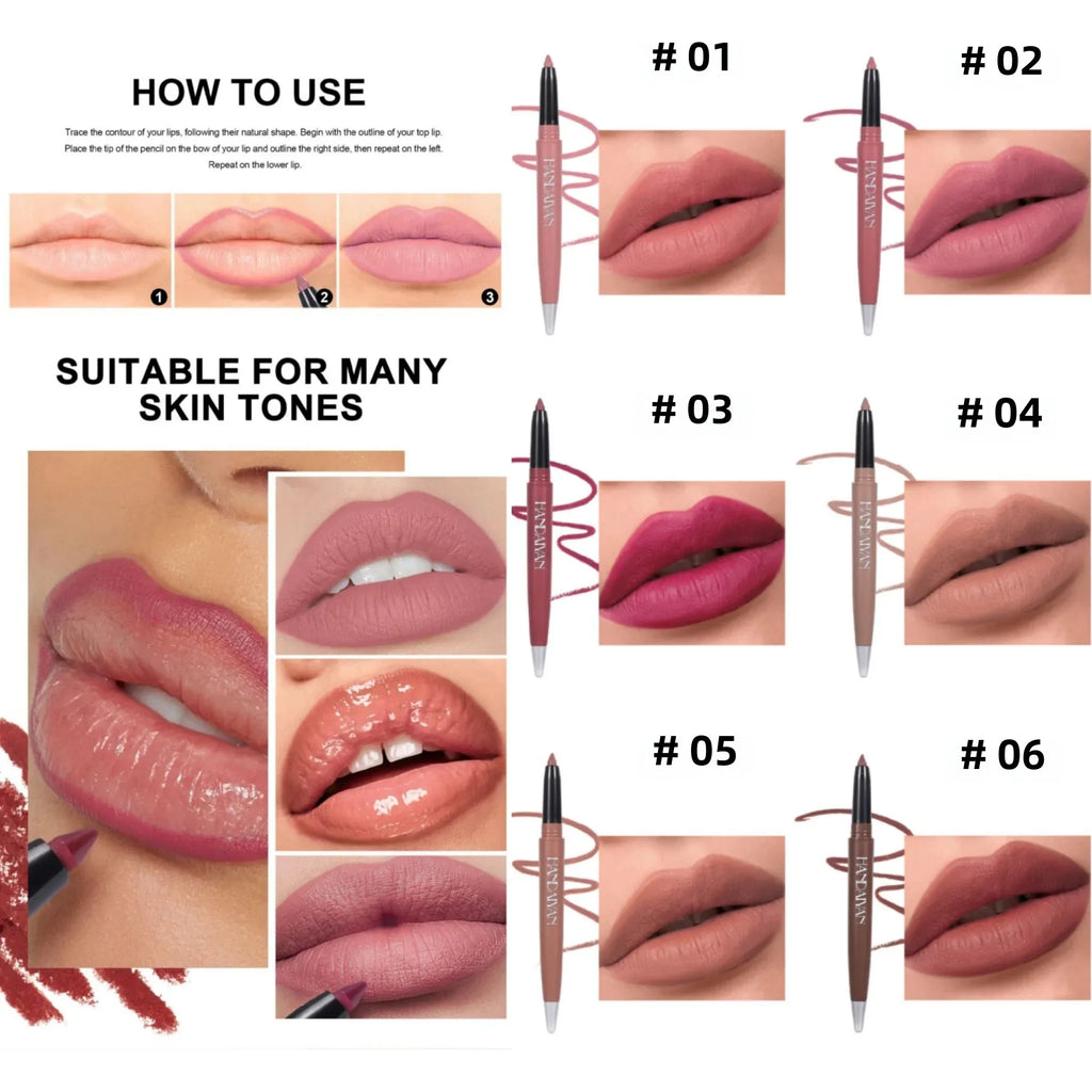Handaiyan 6-Color Matte Lip Liner Set – Waterproof & Long-Lasting Lip Liner Set Oasis Select