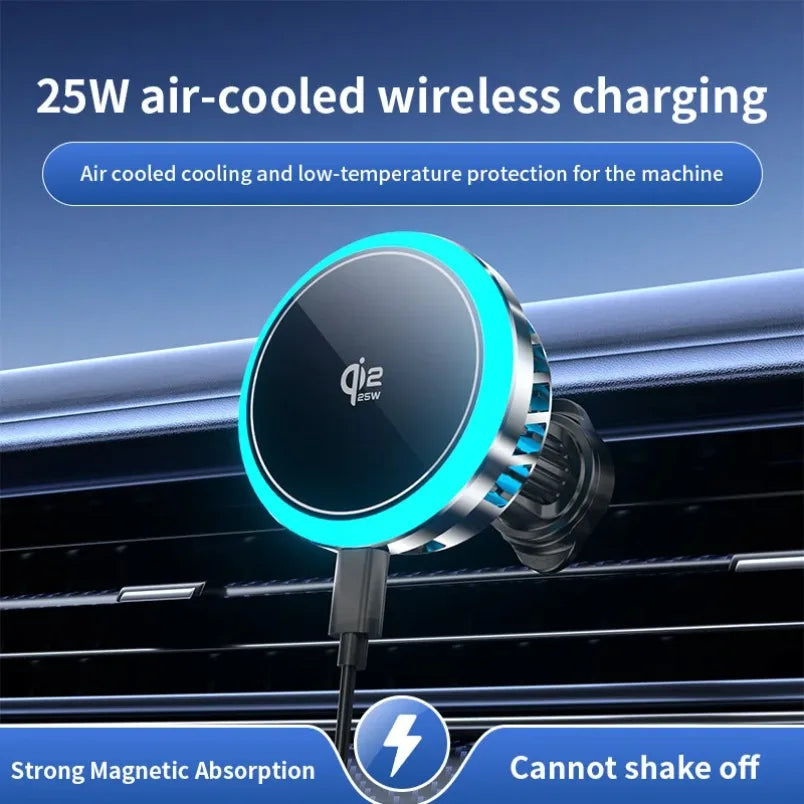 25W Qi2.2 Wireless Car Charger Magnetic Car Mount Compatible For iPhone 15 16 17 Samsung S26 Ultra Google Pixel 10 All Qi Phones Oasis Select
